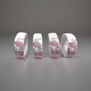 Vtg Fine Bone China Butterfly Floral Napkin Rings Set Of 4 Table Decor MCM